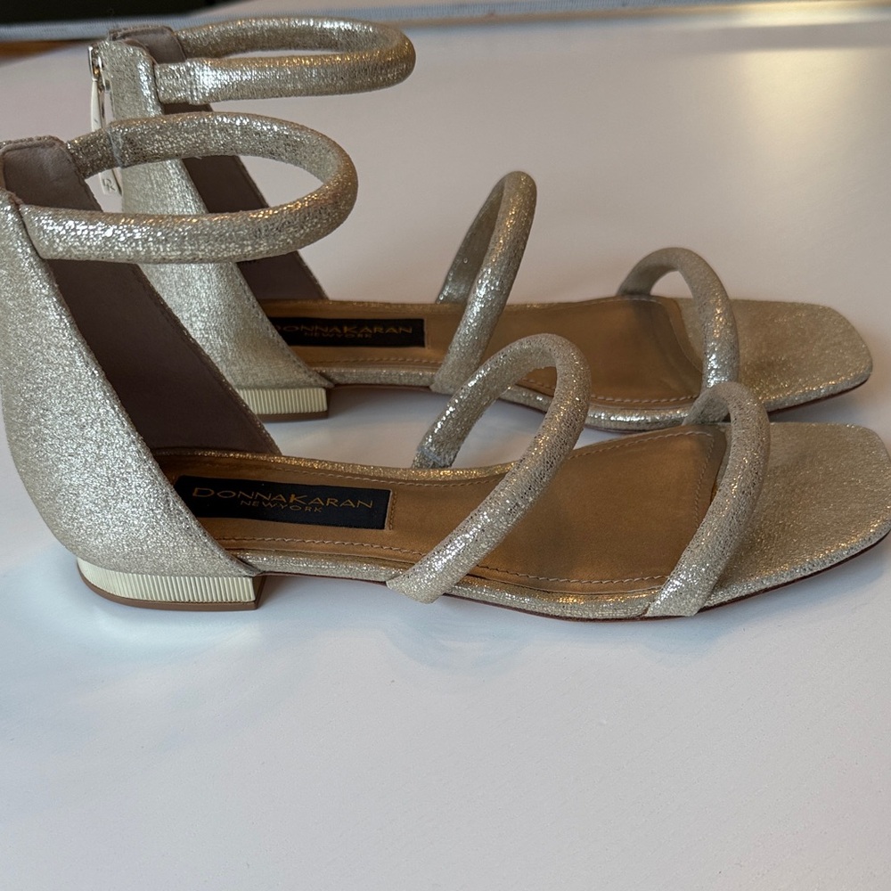 Donna Karan Metallic Gold Tubular Sandals